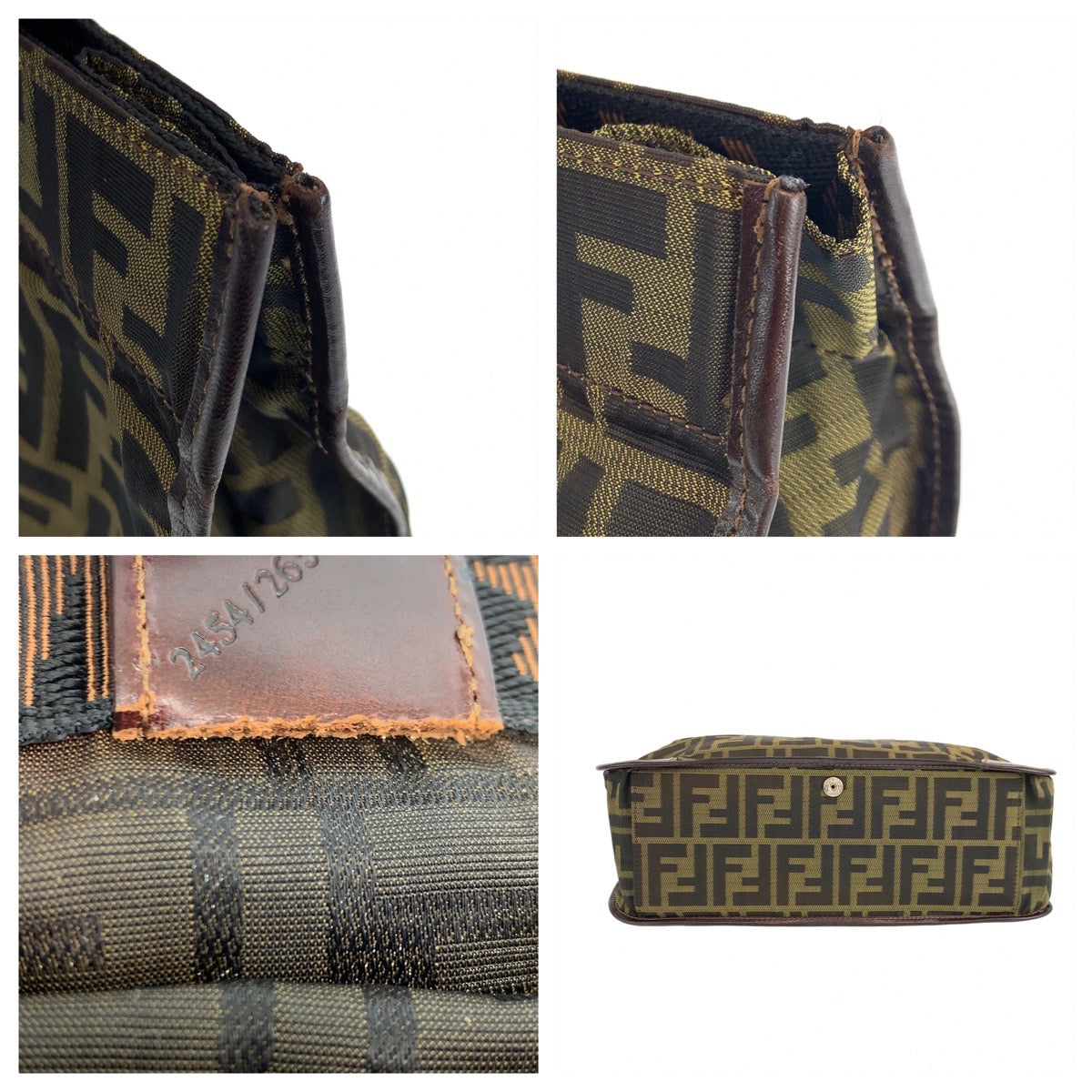 10361
FENDI フェンディ ヴィンテージ ズッカ柄 ブラウン キャンバス / レザー 2454 26555 99 トートバッグ ハンドバッグ 折り畳み可能  レディース