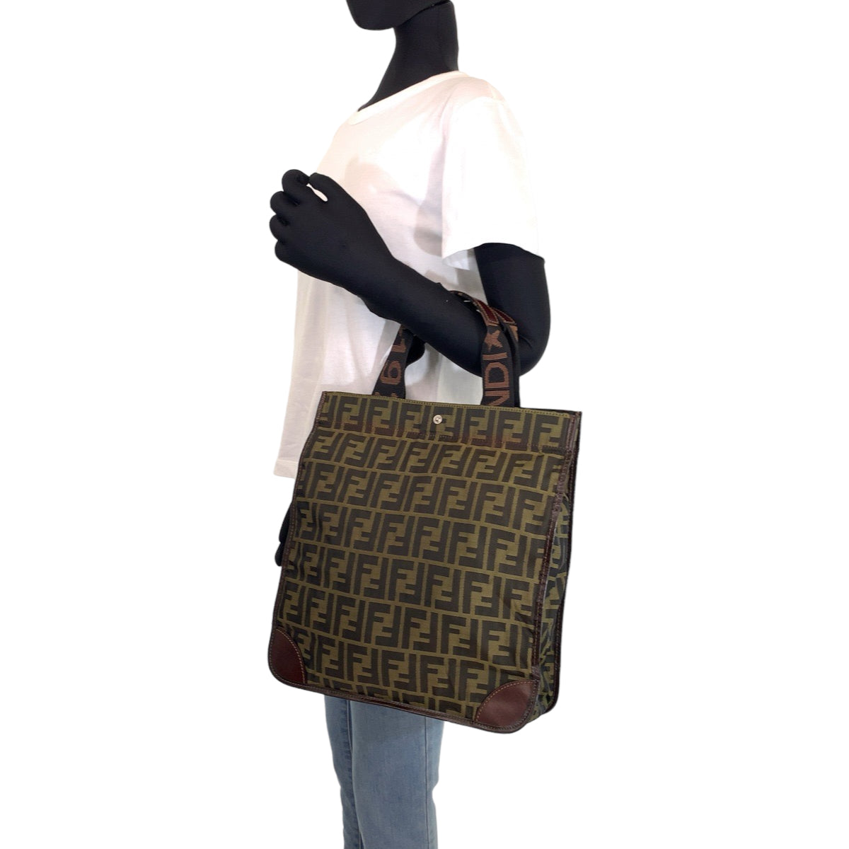 10361
FENDI フェンディ ヴィンテージ ズッカ柄 ブラウン キャンバス / レザー 2454 26555 99 トートバッグ ハンドバッグ 折り畳み可能  レディース