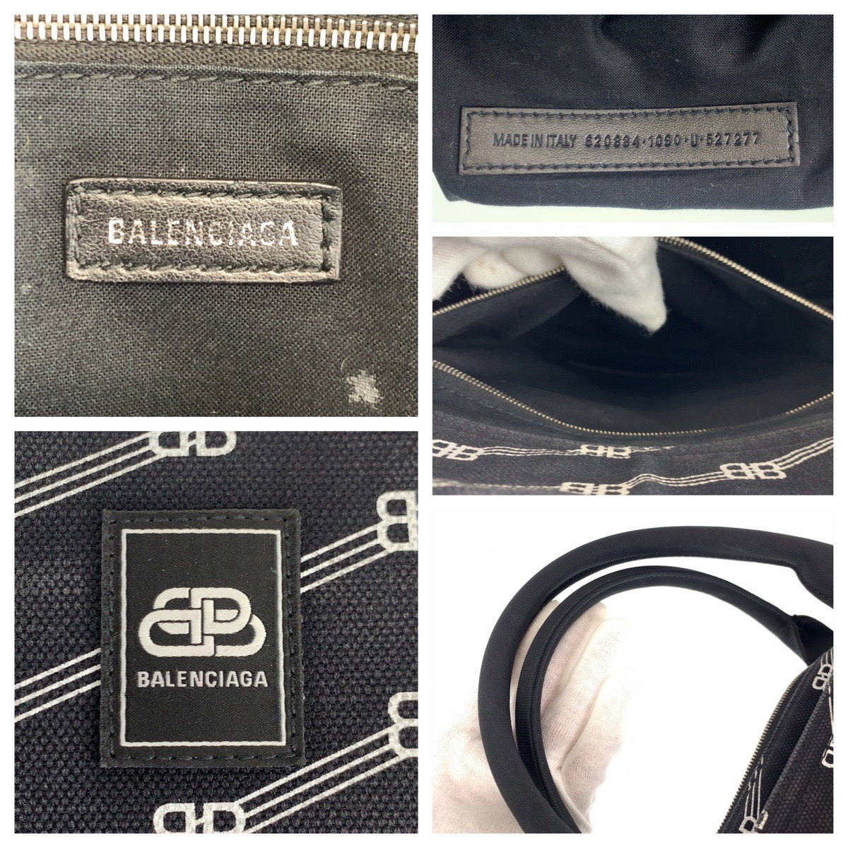 10363
BALENCIAGA バレンシアガ ロゴ トレードS BBモノグラム 男女兼用 ブラック ホワイト キャンバス 620884 トートバッグ ショルダーバッグ ハンドバッグ  メンズ