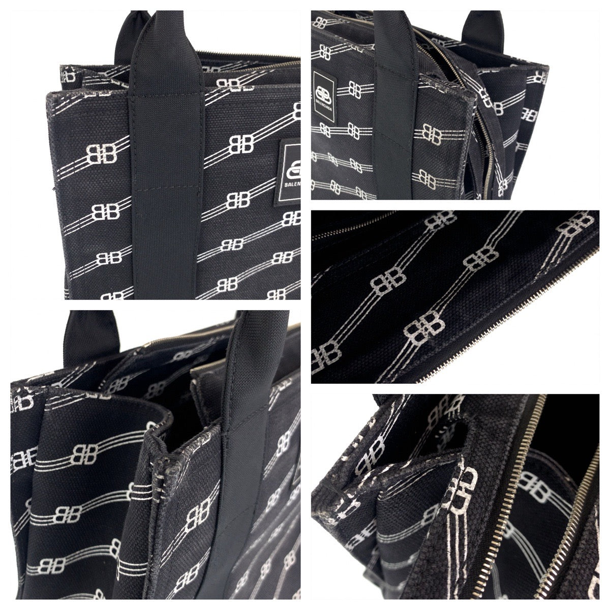 10363
BALENCIAGA バレンシアガ ロゴ トレードS BBモノグラム 男女兼用 ブラック ホワイト キャンバス 620884 トートバッグ ショルダーバッグ ハンドバッグ  メンズ