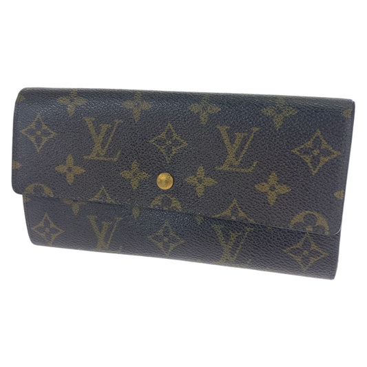 LOUIS VUITTON Vintage Monogram Porte Monnaie Credit Portefeuille Sarah Brown PVC M61723 Long Wallet Men's