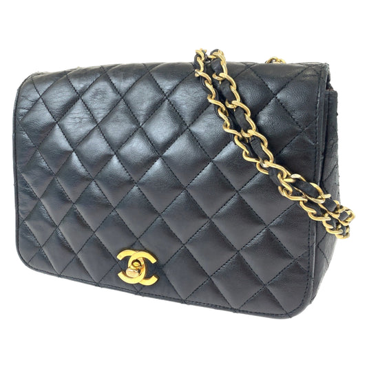 H-00510
CHANEL シャネル ヴィンテージ マトラッセ ココマーク ターンロック ブラック 黒 ゴールド金具 ラムスキン ショルダーバッグ 斜め掛け  レディース