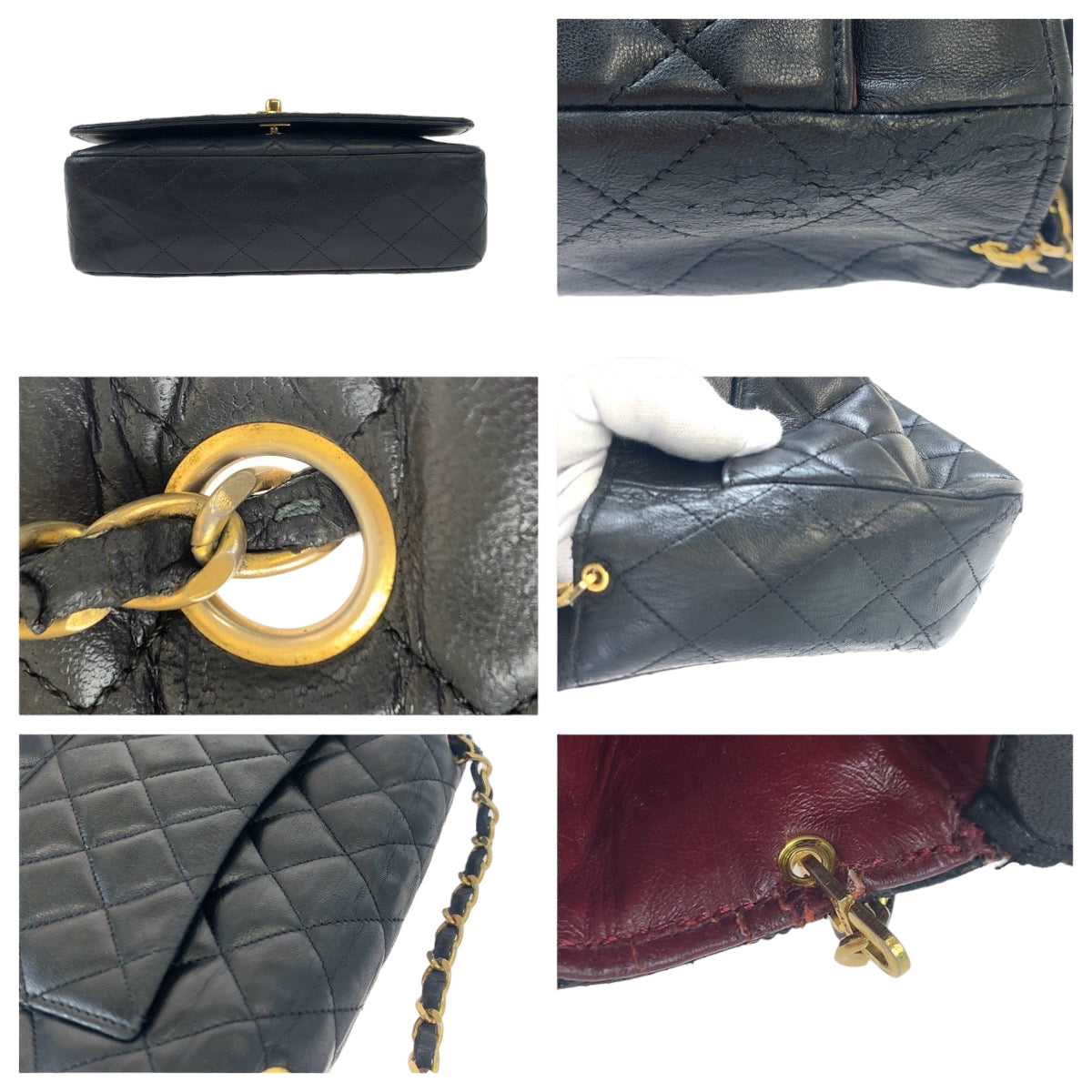 H-00510
CHANEL シャネル ヴィンテージ マトラッセ ココマーク ターンロック ブラック 黒 ゴールド金具 ラムスキン ショルダーバッグ 斜め掛け  レディース