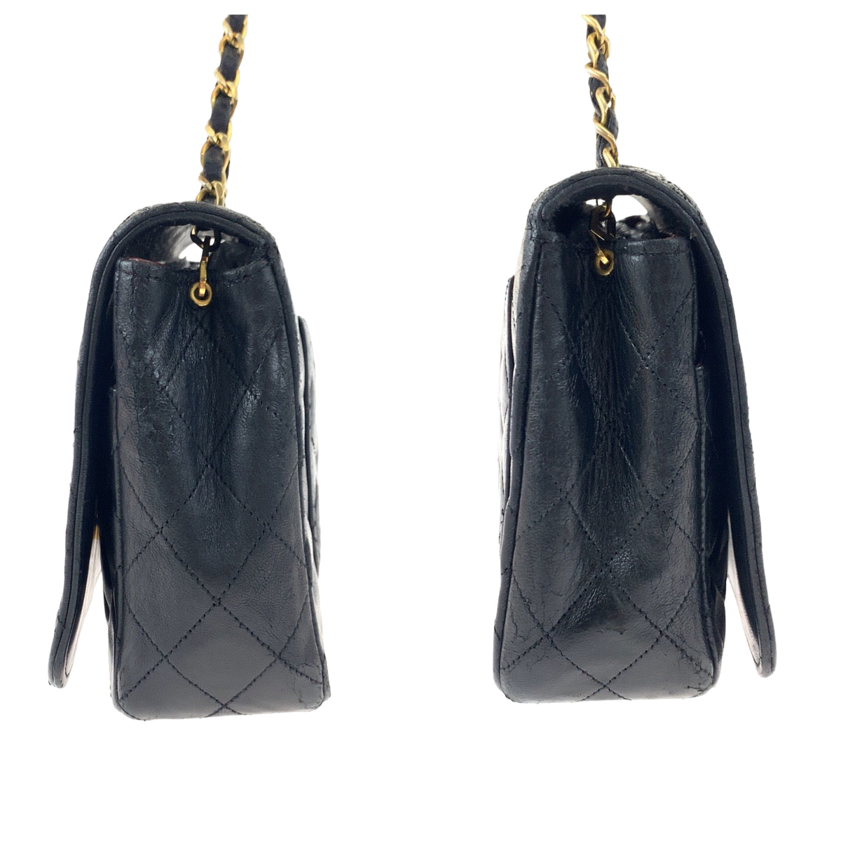 H-00510
CHANEL シャネル ヴィンテージ マトラッセ ココマーク ターンロック ブラック 黒 ゴールド金具 ラムスキン ショルダーバッグ 斜め掛け  レディース