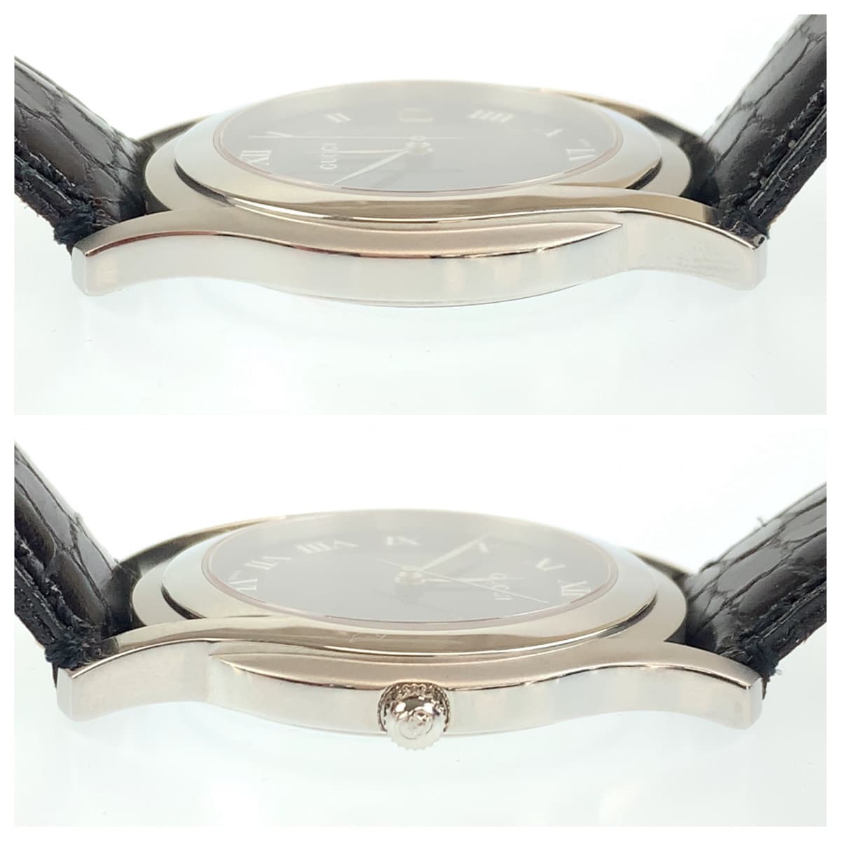H-00513
GUCCI グッチ ブラック 黒 シルバー金具 ステンレススチール 5500M 腕時計 デイト クオーツ ブラック 黒文字盤  メンズ