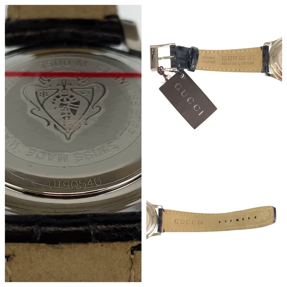 H-00513
GUCCI グッチ ブラック 黒 シルバー金具 ステンレススチール 5500M 腕時計 デイト クオーツ ブラック 黒文字盤  メンズ