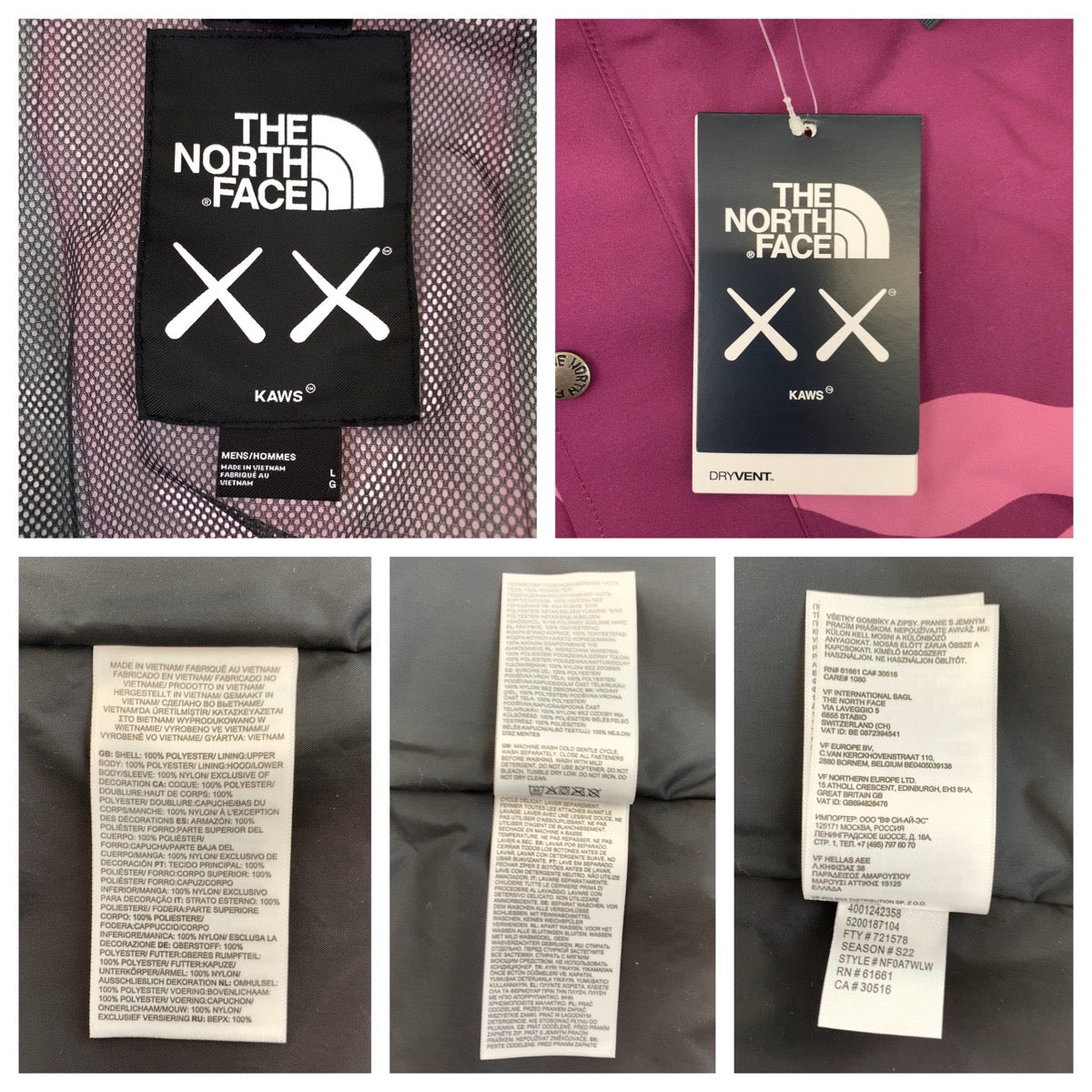 THE NORTH FACE The North Face The North Face x KAWS mountain jacket size L pink multicolor nylon NF0A7WL nylon jacket mountain jacket men's