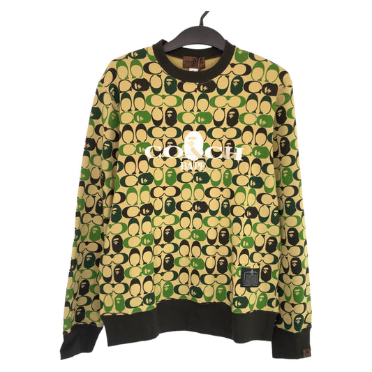 COACH コーチ A BATHING APE ×COACHコラボ サイズXL カーキ マルチカラー カモフラージュ柄 コットン 001swg231901x トレーナー クルーネック  メンズ