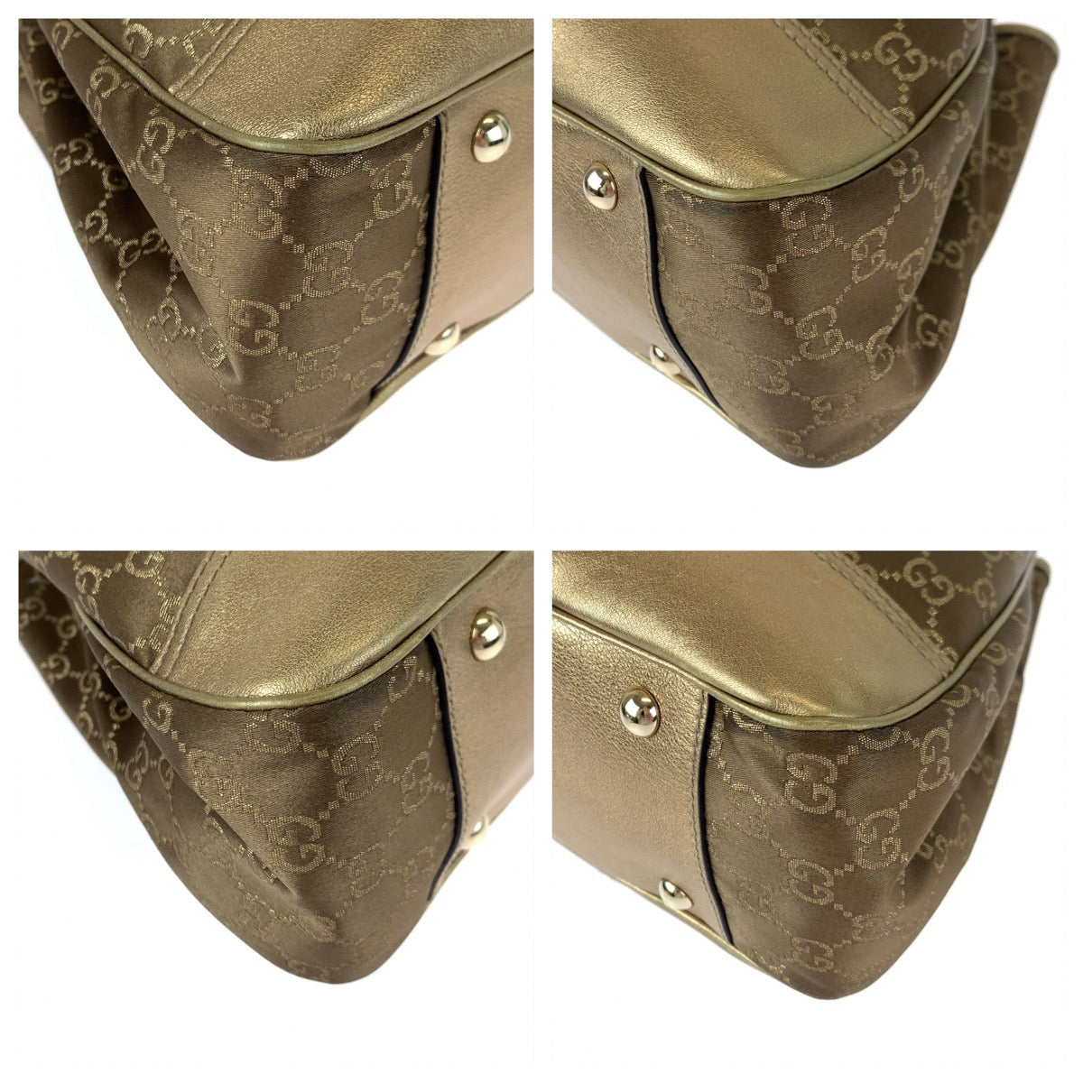 10366
GUCCI グッチ プリンシー ゴールド ブラウン ゴールド金具 GGキャンバス / レザー 163805 トートバッグ ハンドバッグ  レディース