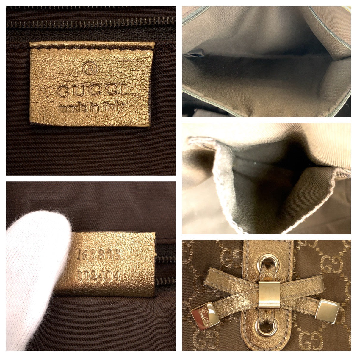 10366
GUCCI グッチ プリンシー ゴールド ブラウン ゴールド金具 GGキャンバス / レザー 163805 トートバッグ ハンドバッグ  レディース