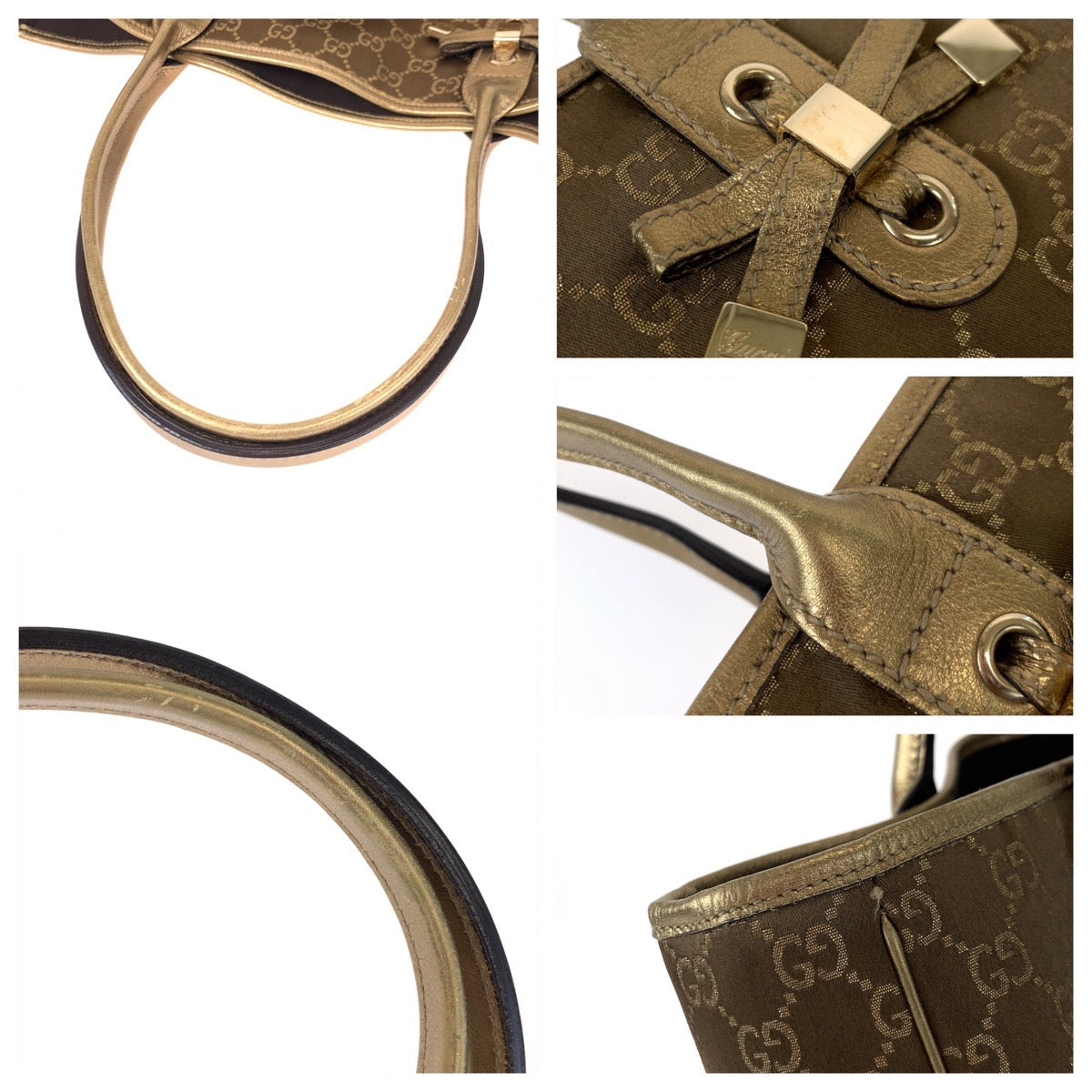 10366
GUCCI グッチ プリンシー ゴールド ブラウン ゴールド金具 GGキャンバス / レザー 163805 トートバッグ ハンドバッグ  レディース