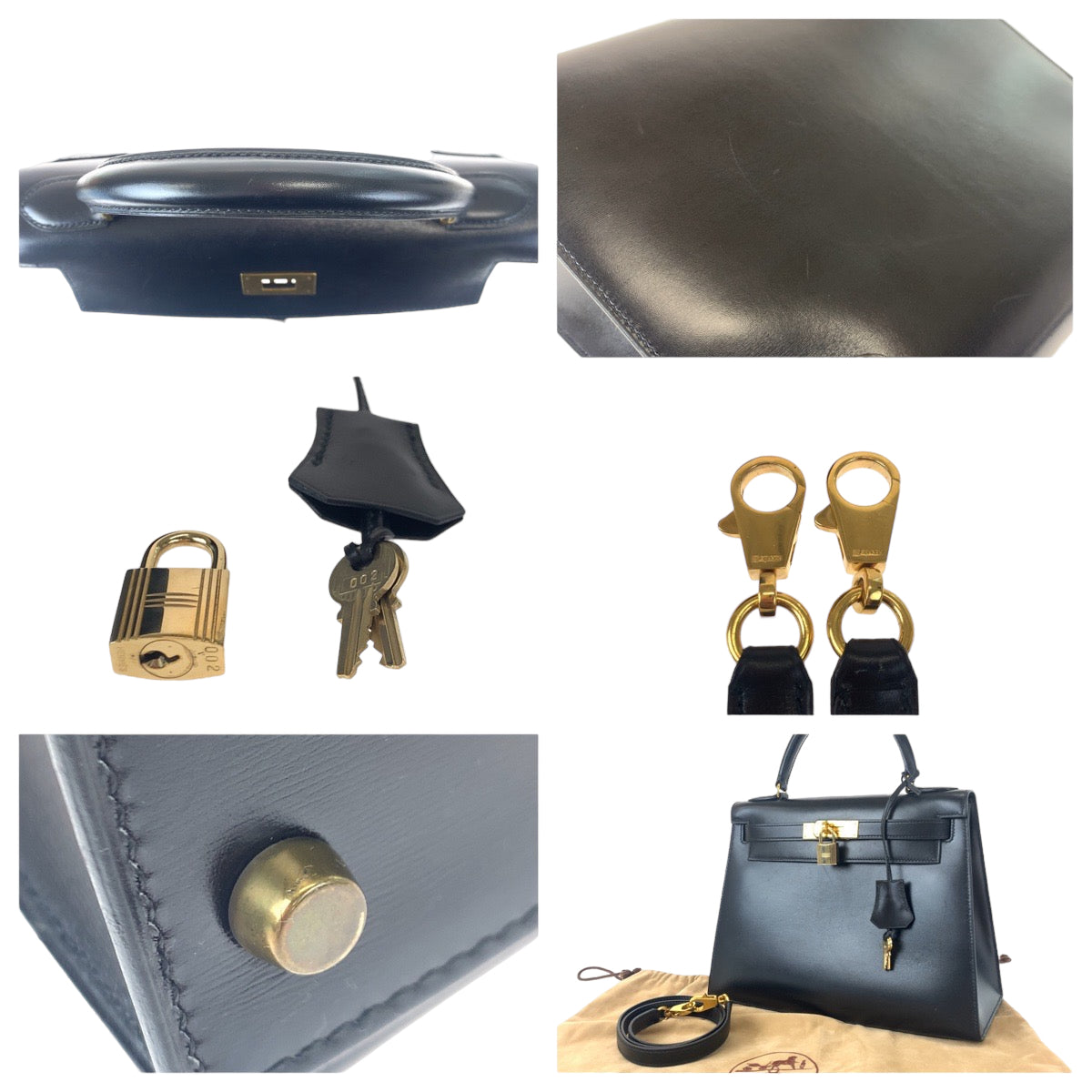 H-00518
HERMES エルメス ケリー28 ブラック 黒 ゴールド金具 ボックスカーフ ショルダーバッグ ハンドバッグ 2way v刻印  レディース