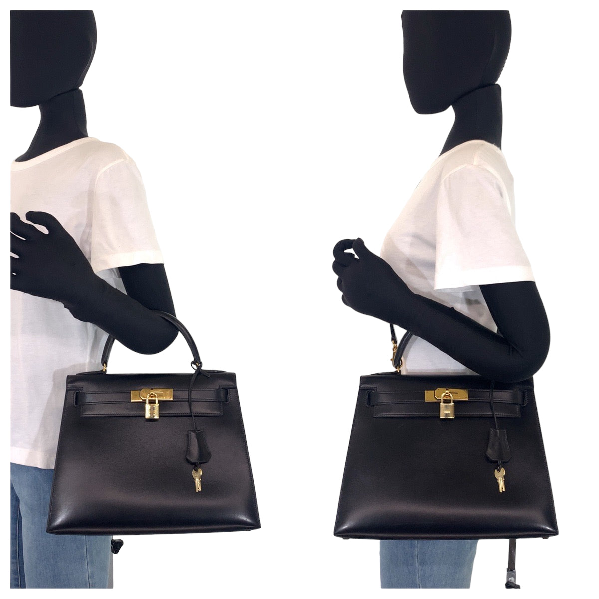 H-00518
HERMES エルメス ケリー28 ブラック 黒 ゴールド金具 ボックスカーフ ショルダーバッグ ハンドバッグ 2way v刻印  レディース