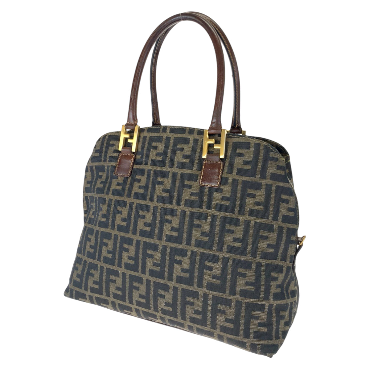 H-00519
FENDI フェンディ ヴィンテージ ズッカ ブラウン 茶 ゴールド金具 キャンバス / レザー ハンドバッグ トートバッグ  レディース