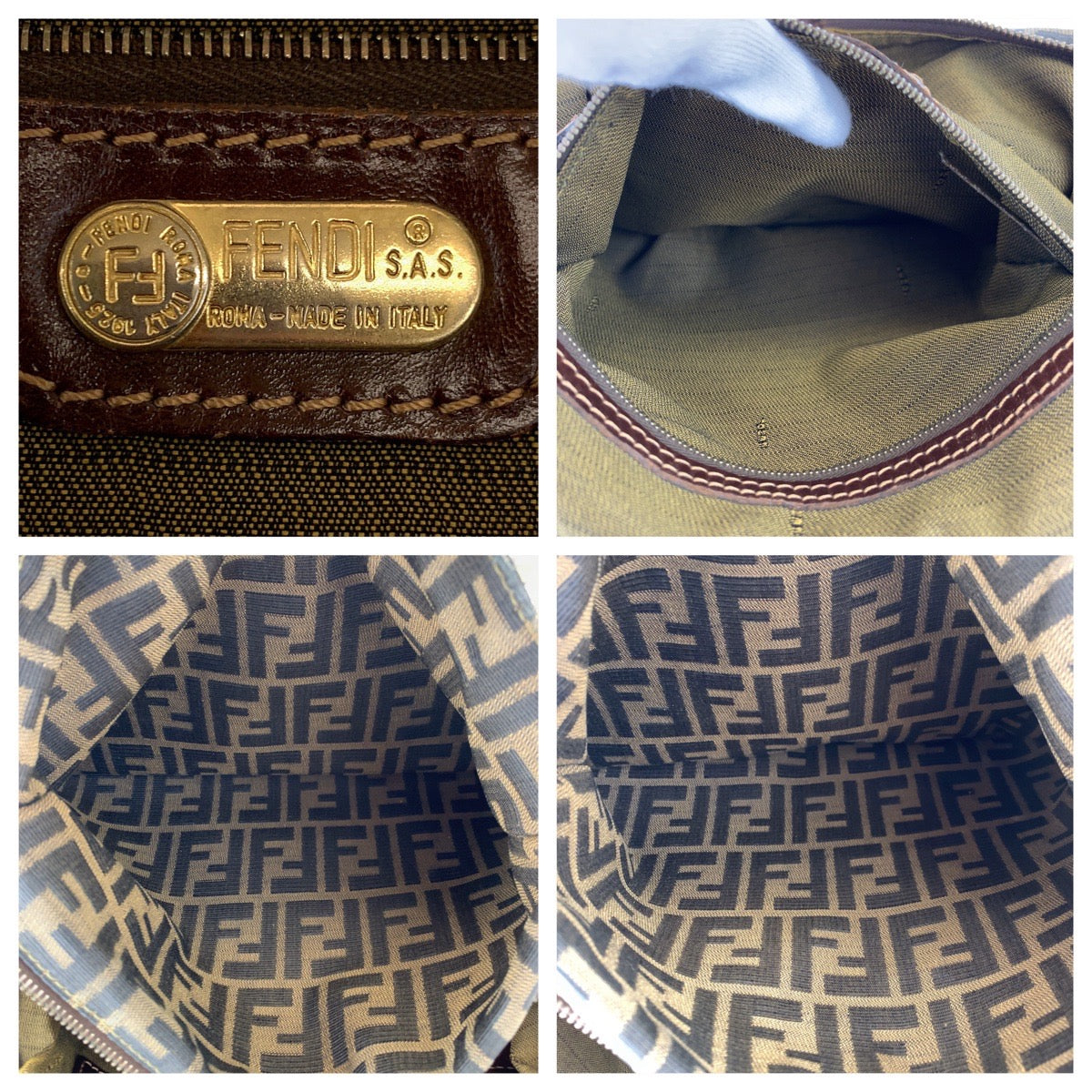 H-00519
FENDI フェンディ ヴィンテージ ズッカ ブラウン 茶 ゴールド金具 キャンバス / レザー ハンドバッグ トートバッグ  レディース