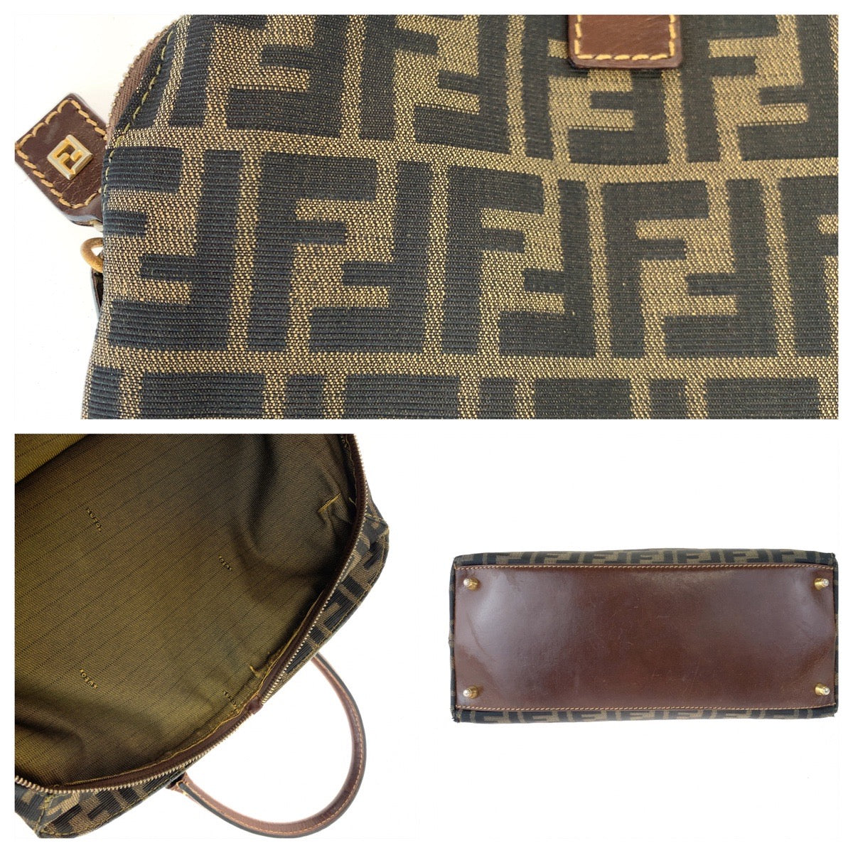 H-00519
FENDI フェンディ ヴィンテージ ズッカ ブラウン 茶 ゴールド金具 キャンバス / レザー ハンドバッグ トートバッグ  レディース