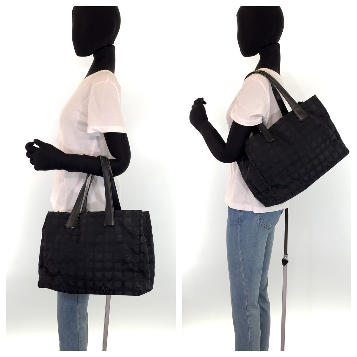 H-00523
CHANEL シャネル ニュートラベルライン MM ブラック 黒 ナイロン トートバッグ ショルダーバッグ  レディース