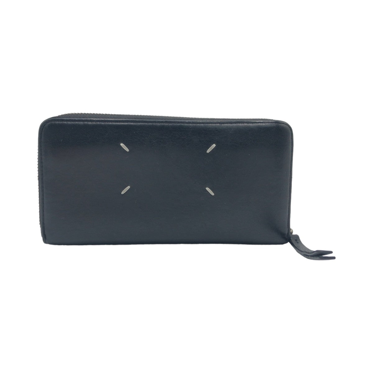 Maison Margiela PORTAFOGLI Black T8013 Silver hardware Leather / P1658 S56UI0110 Long wallet Round zipper Men's