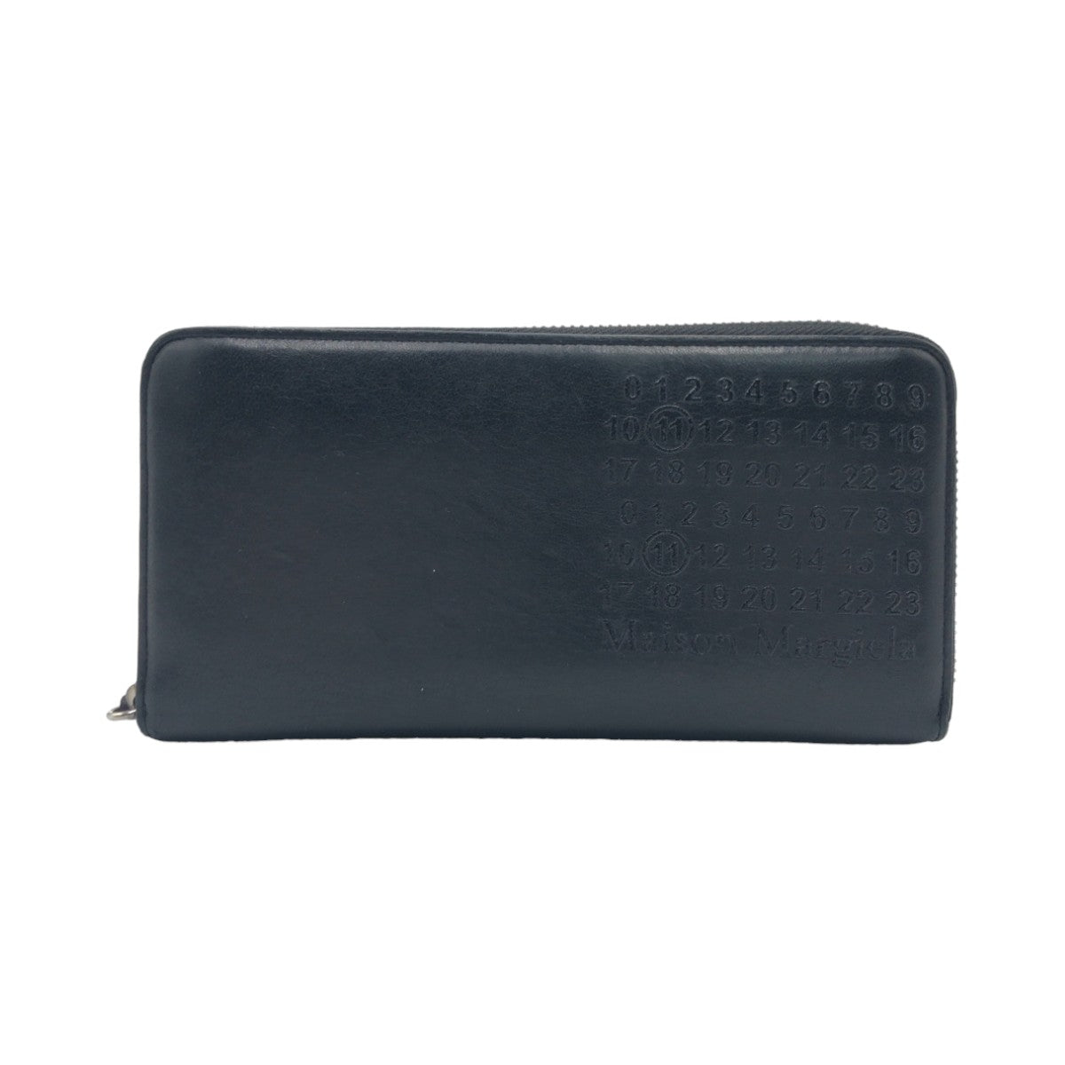 Maison Margiela PORTAFOGLI Black T8013 Silver hardware Leather / P1658 S56UI0110 Long wallet Round zipper Men's