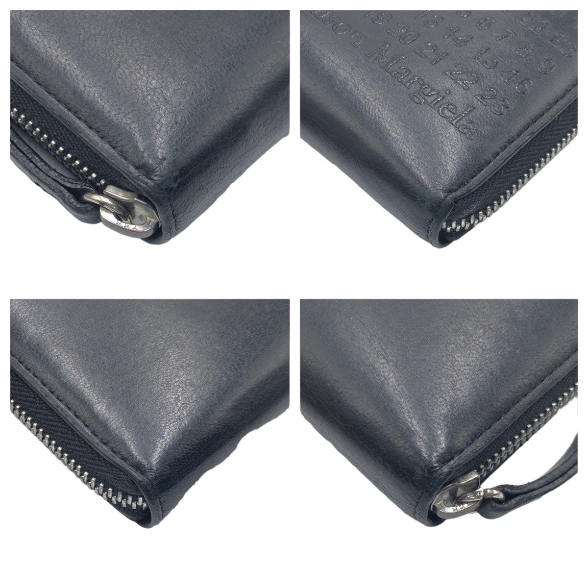 Maison Margiela PORTAFOGLI Black T8013 Silver hardware Leather / P1658 S56UI0110 Long wallet Round zipper Men's
