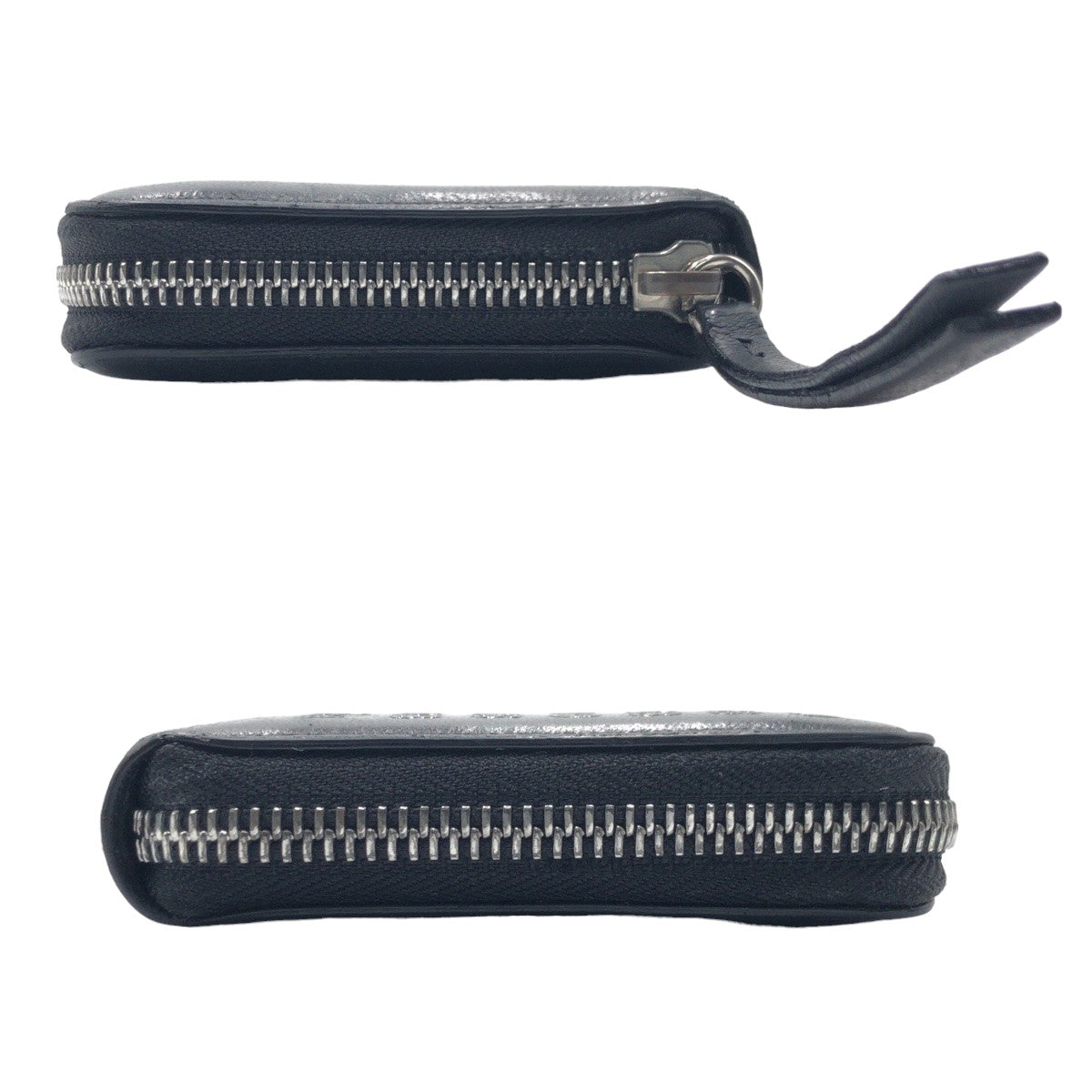 Maison Margiela PORTAFOGLI Black T8013 Silver hardware Leather / P1658 S56UI0110 Long wallet Round zipper Men's