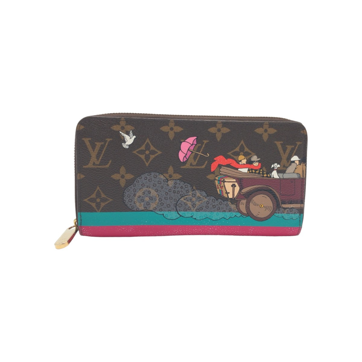 10374
 LOUIS VUITTON Louis Vuitton Monogram Evasion Zippy Wallet Brown Multicolor Gold Hardware PVC M61360 Long Wallet Round Zipper Women's