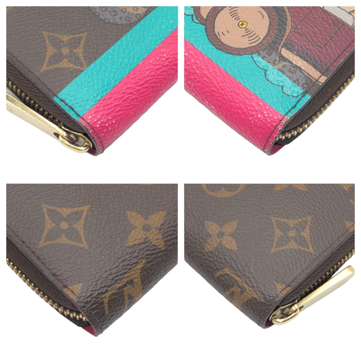 10374
 LOUIS VUITTON Louis Vuitton Monogram Evasion Zippy Wallet Brown Multicolor Gold Hardware PVC M61360 Long Wallet Round Zipper Women's