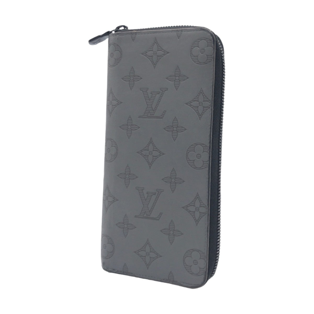 LOUIS VUITTON ルイヴィトン モノグラム シャドウ ジッピーウォレット ヴェルティカル グレー ブラック カーフ M81384 長財布 ラウンドファスナー  メンズ