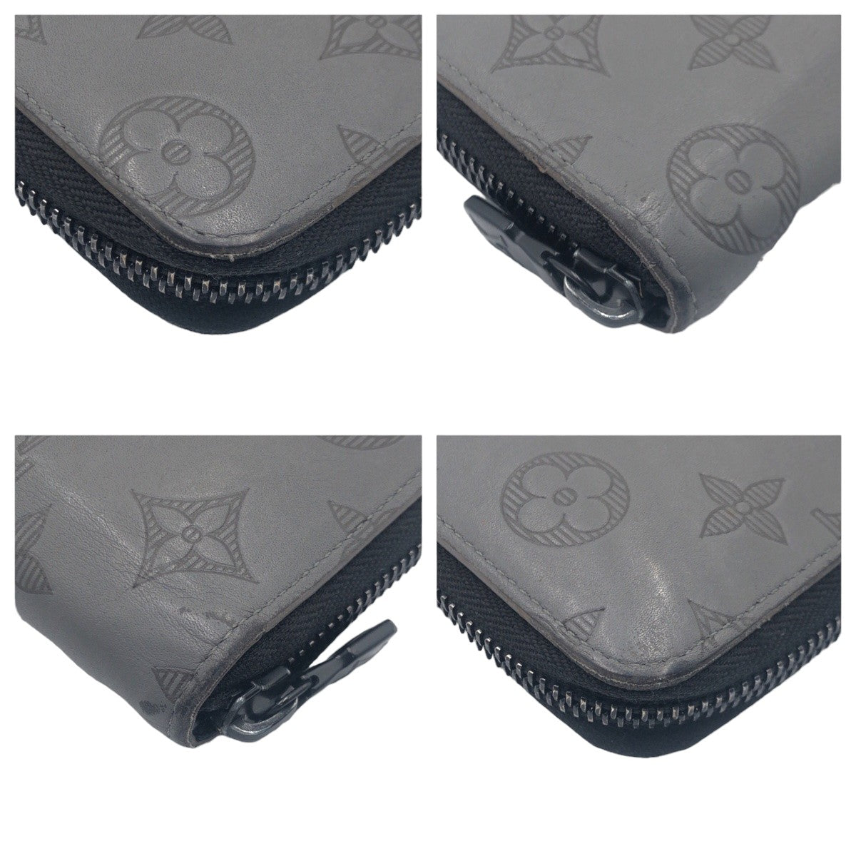 LOUIS VUITTON ルイヴィトン モノグラム シャドウ ジッピーウォレット ヴェルティカル グレー ブラック カーフ M81384 長財布 ラウンドファスナー  メンズ