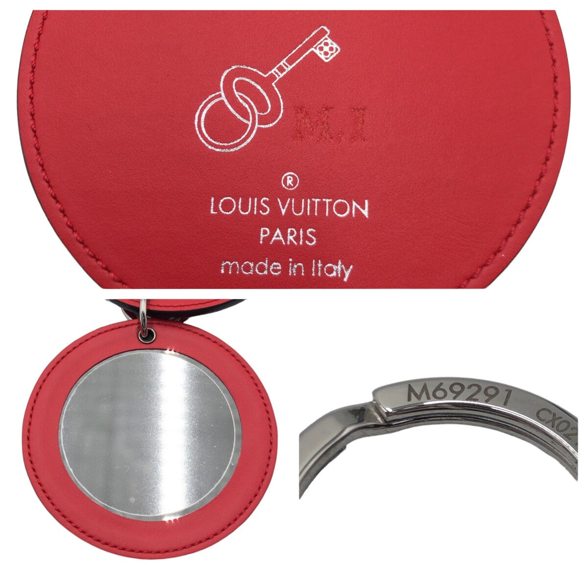 LOUIS VUITTON ルイヴィトン モノグラム エスカル ポルトクレ ミロワール ピンク レッド シルバー金具 PVC M69291 キーリング バッグチャーム  レディース