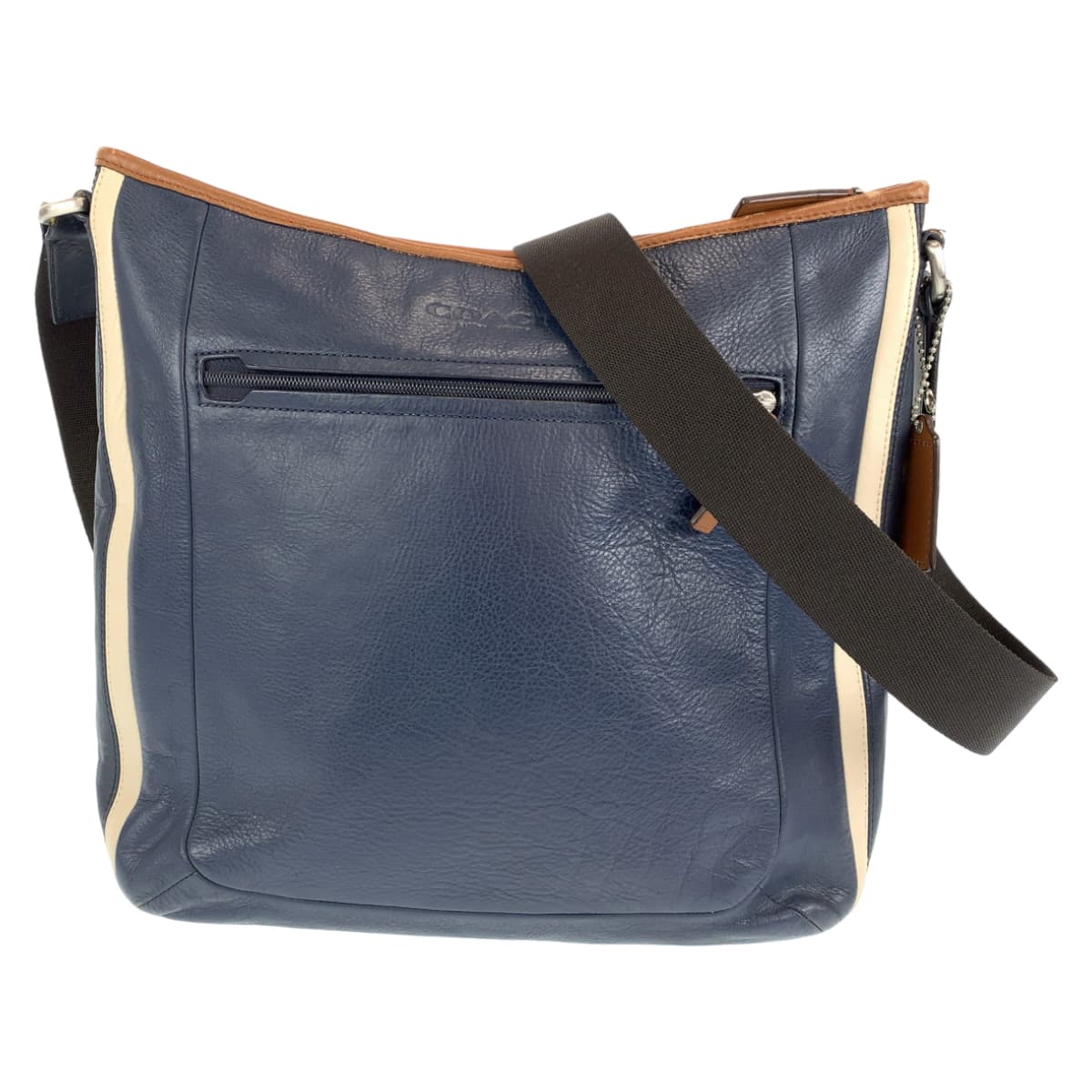 COACH コーチ ヘリテージ ネイビー 紺 ホワイト 白 レザー F71351 ショルダーバッグ メッセンジャーバッグ 斜め掛け  メンズ