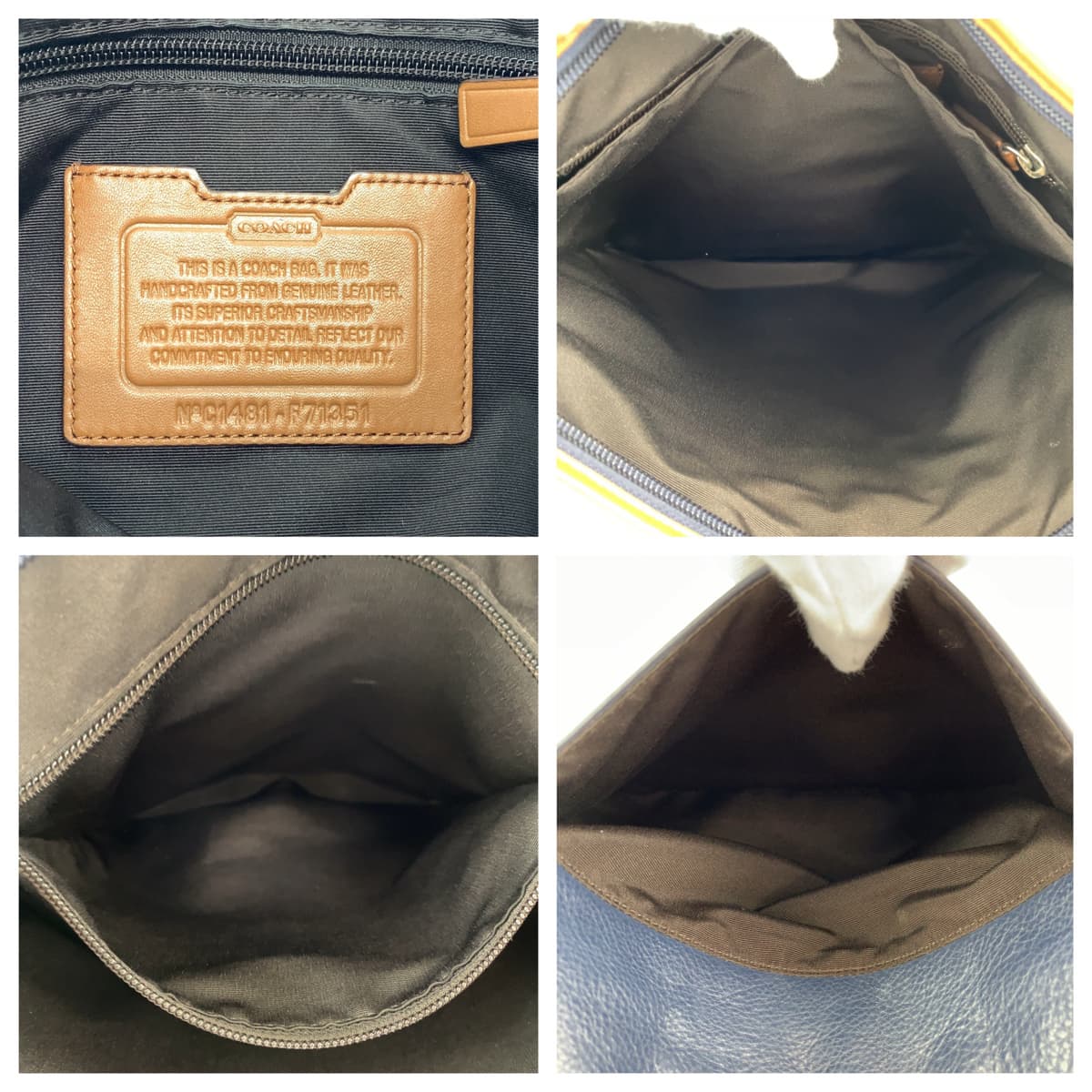 COACH コーチ ヘリテージ ネイビー 紺 ホワイト 白 レザー F71351 ショルダーバッグ メッセンジャーバッグ 斜め掛け  メンズ