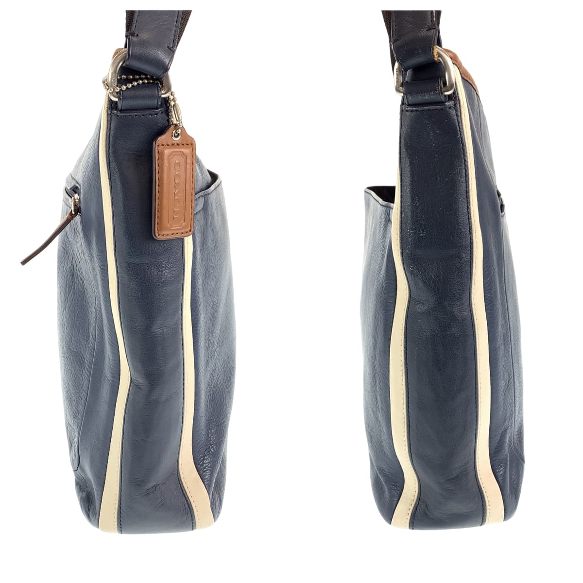 COACH コーチ ヘリテージ ネイビー 紺 ホワイト 白 レザー F71351 ショルダーバッグ メッセンジャーバッグ 斜め掛け  メンズ