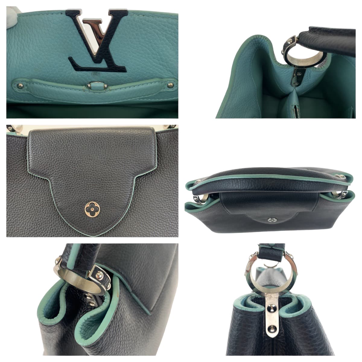 LOUIS VUITTON ルイヴィトン カプシーヌMM ノワール ブラック 黒 ターコイズ / トリヨン ハンドバッグ トートバッグ  レディース
