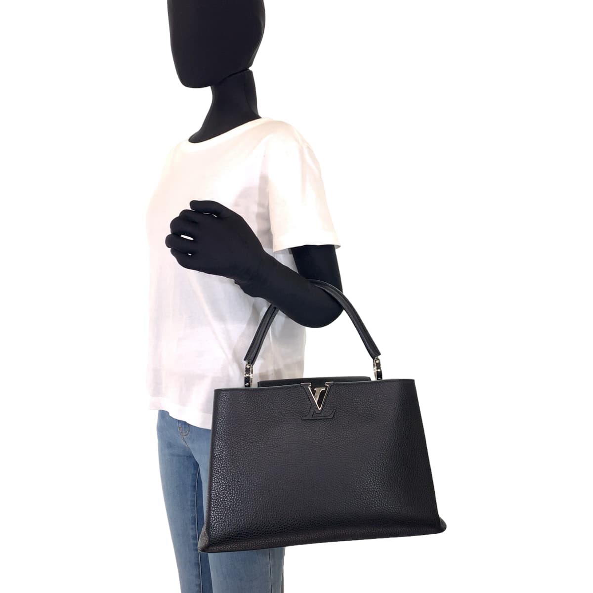 LOUIS VUITTON ルイヴィトン カプシーヌMM ノワール ブラック 黒 ターコイズ / トリヨン ハンドバッグ トートバッグ  レディース