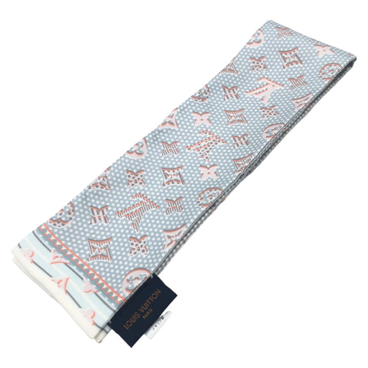 LOUIS VUITTON ルイヴィトン バンドー モノドッツ モノグラム モノグラム ブルー 青 ピンク シルク M70849 スカーフ バンドー ツイリー  レディース