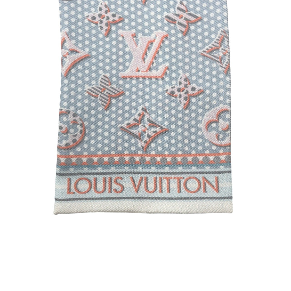 LOUIS VUITTON ルイヴィトン バンドー モノドッツ モノグラム モノグラム ブルー 青 ピンク シルク M70849 スカーフ バンドー ツイリー  レディース
