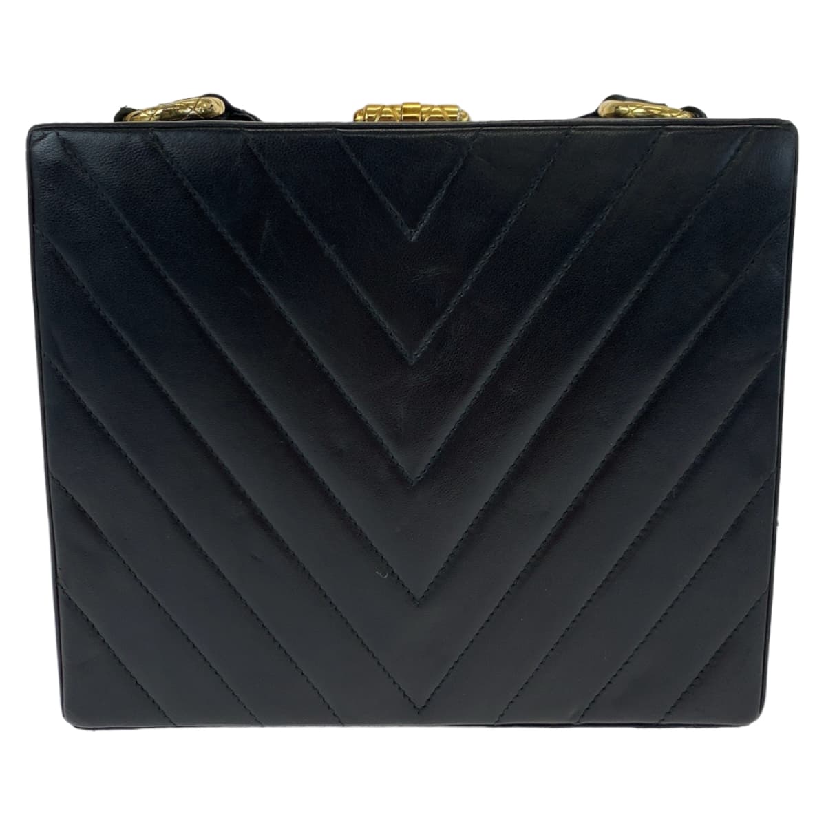 H-00528
CHANEL シャネル Vステッチ ココマーク ミニトランク ブラック 黒 ゴールド金具 ラムスキン ショルダーバッグ 斜め掛け ボックス  レディース