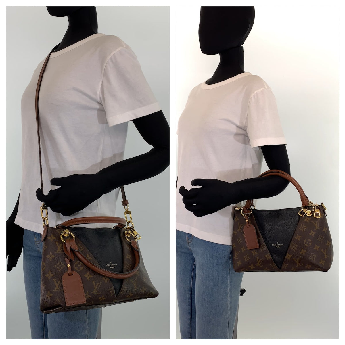 LOUIS VUITTON ルイヴィトン モノグラム VトートBB ブラウン 茶色 ゴールド金具 ノワール PVC M43976 ハンドバッグ ショルダーバッグ 2way  レディース