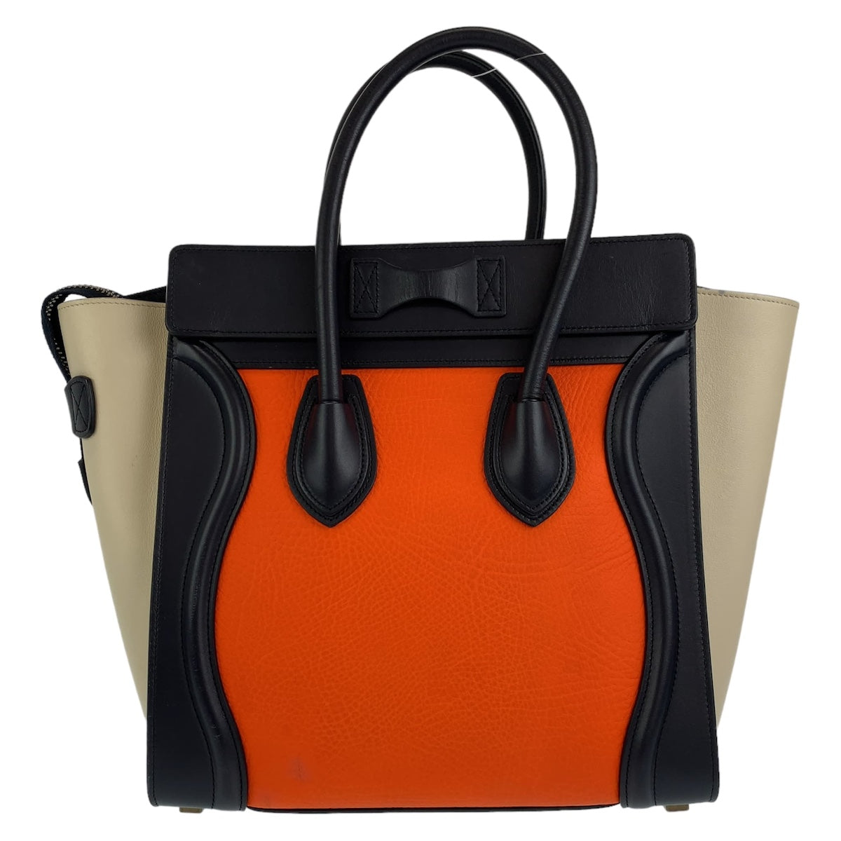H-00529
CELINE セリーヌ ラゲージ マイクロショッパー オレンジ 橙 ブラック レザー ハンドバッグ トートバッグ  レディース