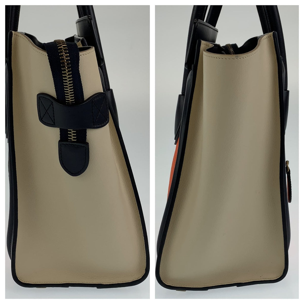 H-00529
CELINE セリーヌ ラゲージ マイクロショッパー オレンジ 橙 ブラック レザー ハンドバッグ トートバッグ  レディース
