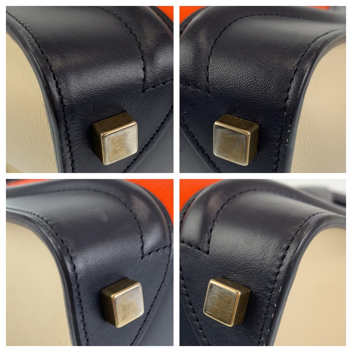 H-00529
CELINE セリーヌ ラゲージ マイクロショッパー オレンジ 橙 ブラック レザー ハンドバッグ トートバッグ  レディース