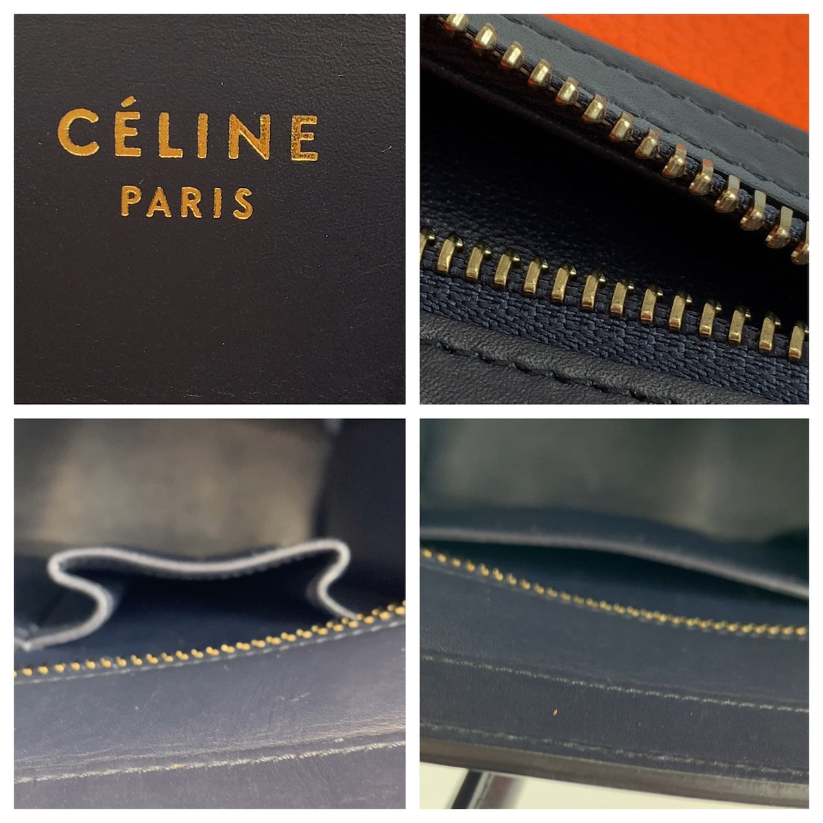 H-00529
CELINE セリーヌ ラゲージ マイクロショッパー オレンジ 橙 ブラック レザー ハンドバッグ トートバッグ  レディース