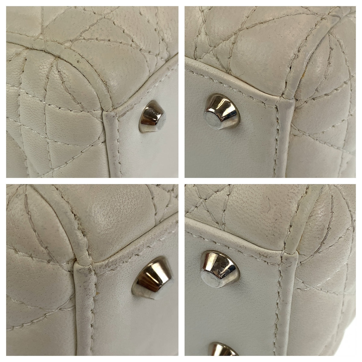 10375
Dior ディオール レディディオール カナージュ ホワイト シルバー金具 レザー ハンドバッグ チェーンショルダーバッグ 2way  レディース