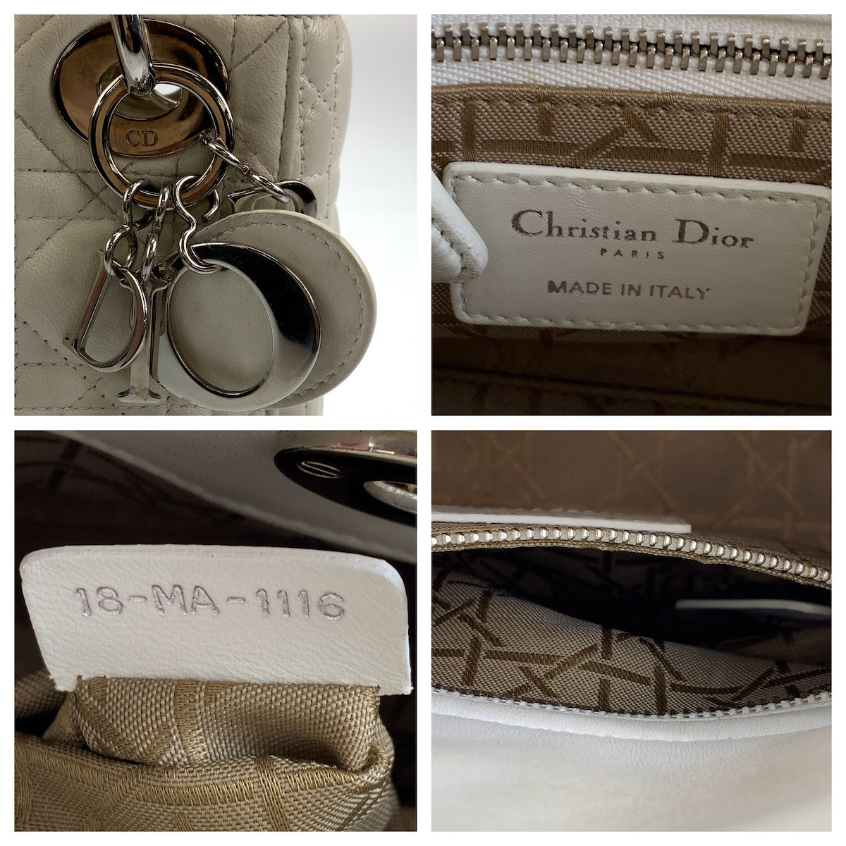 10375
Dior ディオール レディディオール カナージュ ホワイト シルバー金具 レザー ハンドバッグ チェーンショルダーバッグ 2way  レディース