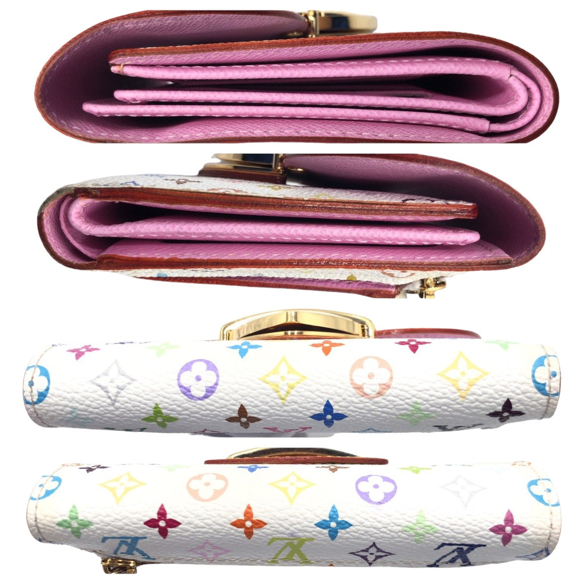 LOUIS VUITTON ルイヴィトン ポルトフォイユ・コアラ リッチ モノグラム マルチカラー ホワイト 白 ピンク ゴールド金具 PVC M58081 二つ折り財布 コンパクトウォレット  レディース