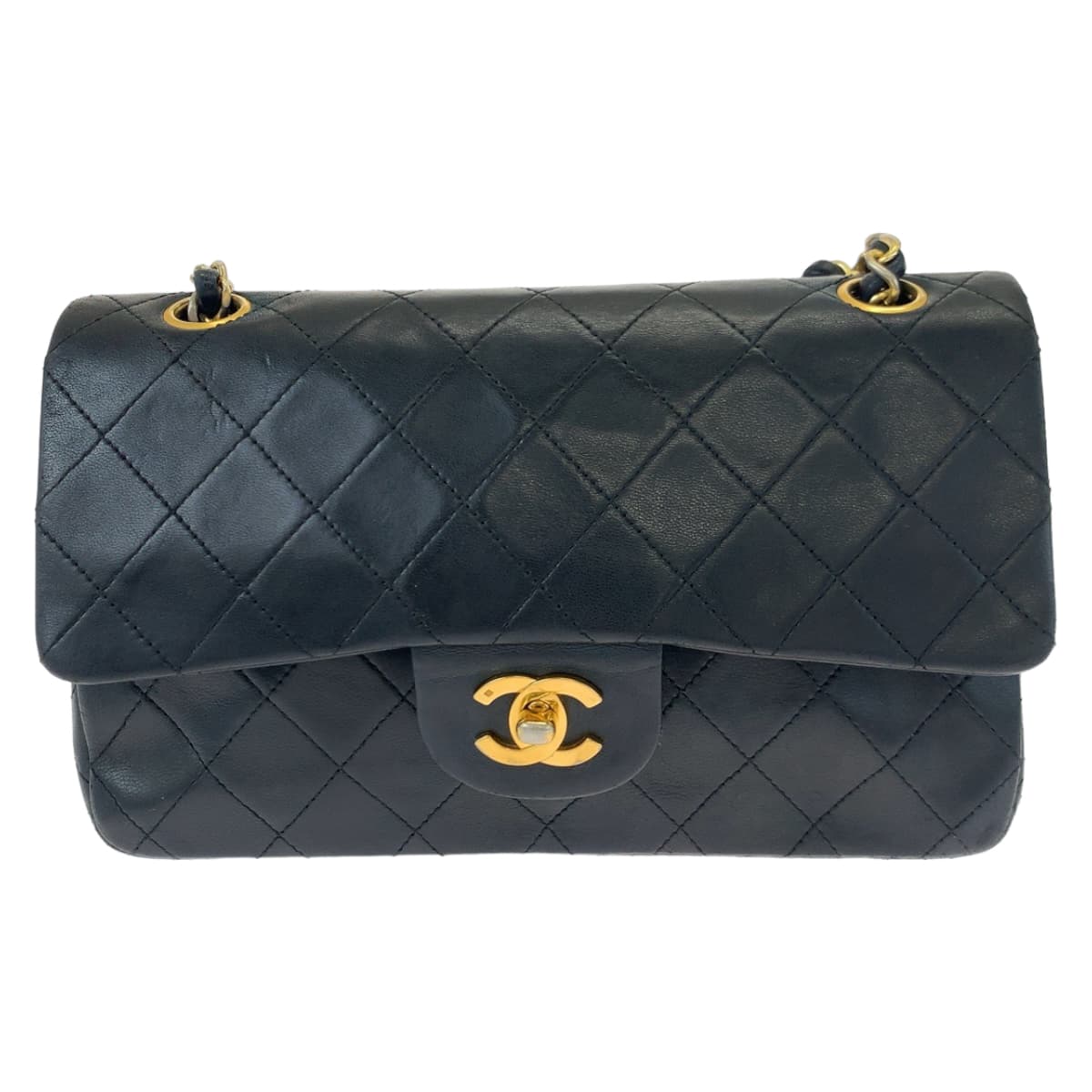 CHANEL シャネル ヴィンテージ マトラッセ ダブルフラップ ココマーク ターンロック ブラック 黒 ゴールド金具 ラムスキン ショルダーバッグ ハンドバッグ  レディース