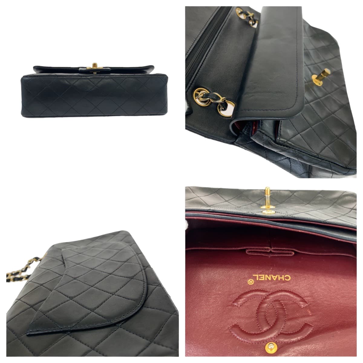 CHANEL シャネル ヴィンテージ マトラッセ ダブルフラップ ココマーク ターンロック ブラック 黒 ゴールド金具 ラムスキン ショルダーバッグ ハンドバッグ  レディース