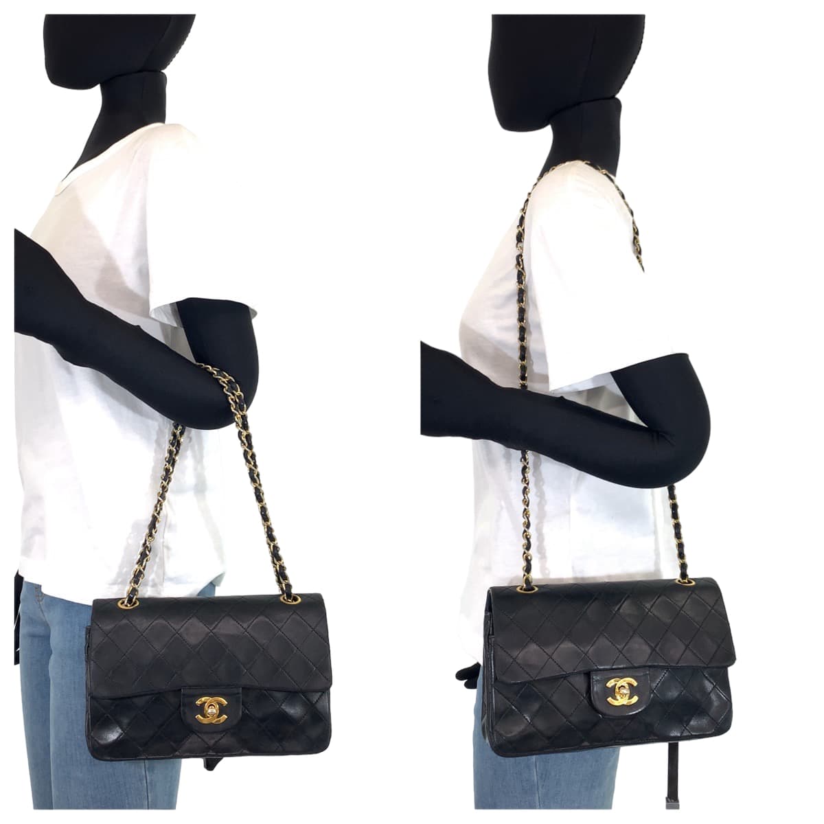 CHANEL シャネル ヴィンテージ マトラッセ ダブルフラップ ココマーク ターンロック ブラック 黒 ゴールド金具 ラムスキン ショルダーバッグ ハンドバッグ  レディース
