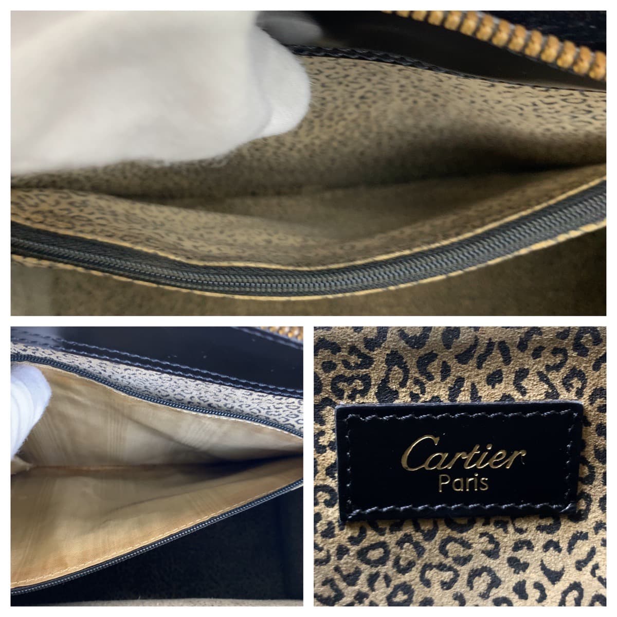 CARTIER カルティエ パンテール パンサー ブラック 黒 ゴールド金具 レザー トートバッグ ショルダーバッグ  レディース